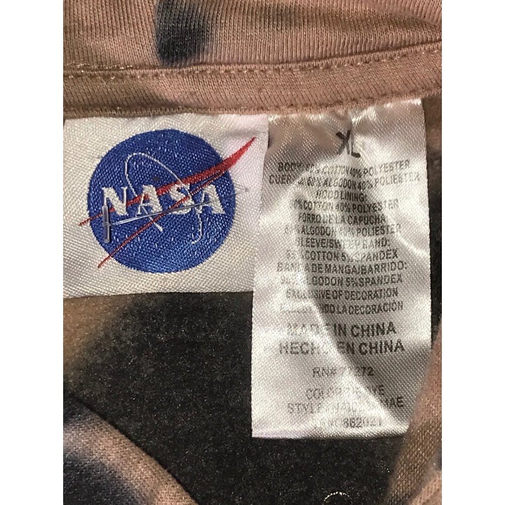 NASA Men's Unisex Tan & Black Tie-Dye Exploration NASA Logo Drawstring Hoodie XL - Picture 3 of 8